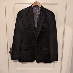 Lauren Ralph Lauren Blazer Faux Suede Sport Coat Black Fox Lining Sz 42R Men's